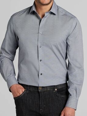 Men's Awearness by Kenneth Cole grey dress shirt size 17 34/35 slimfit